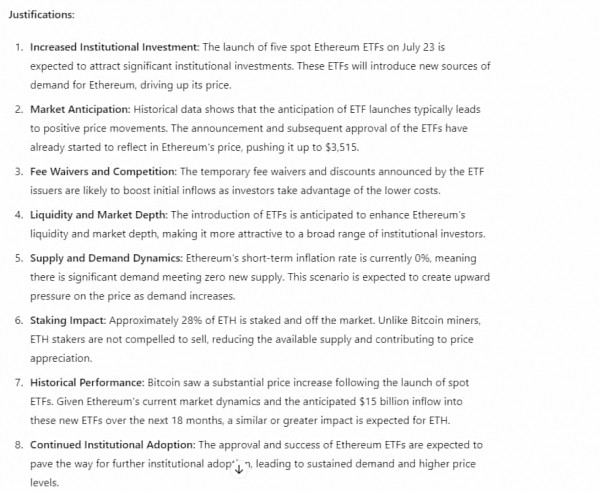 ИИ рассчитал цену Ethereum на 1 августа после учётом запуска ETF